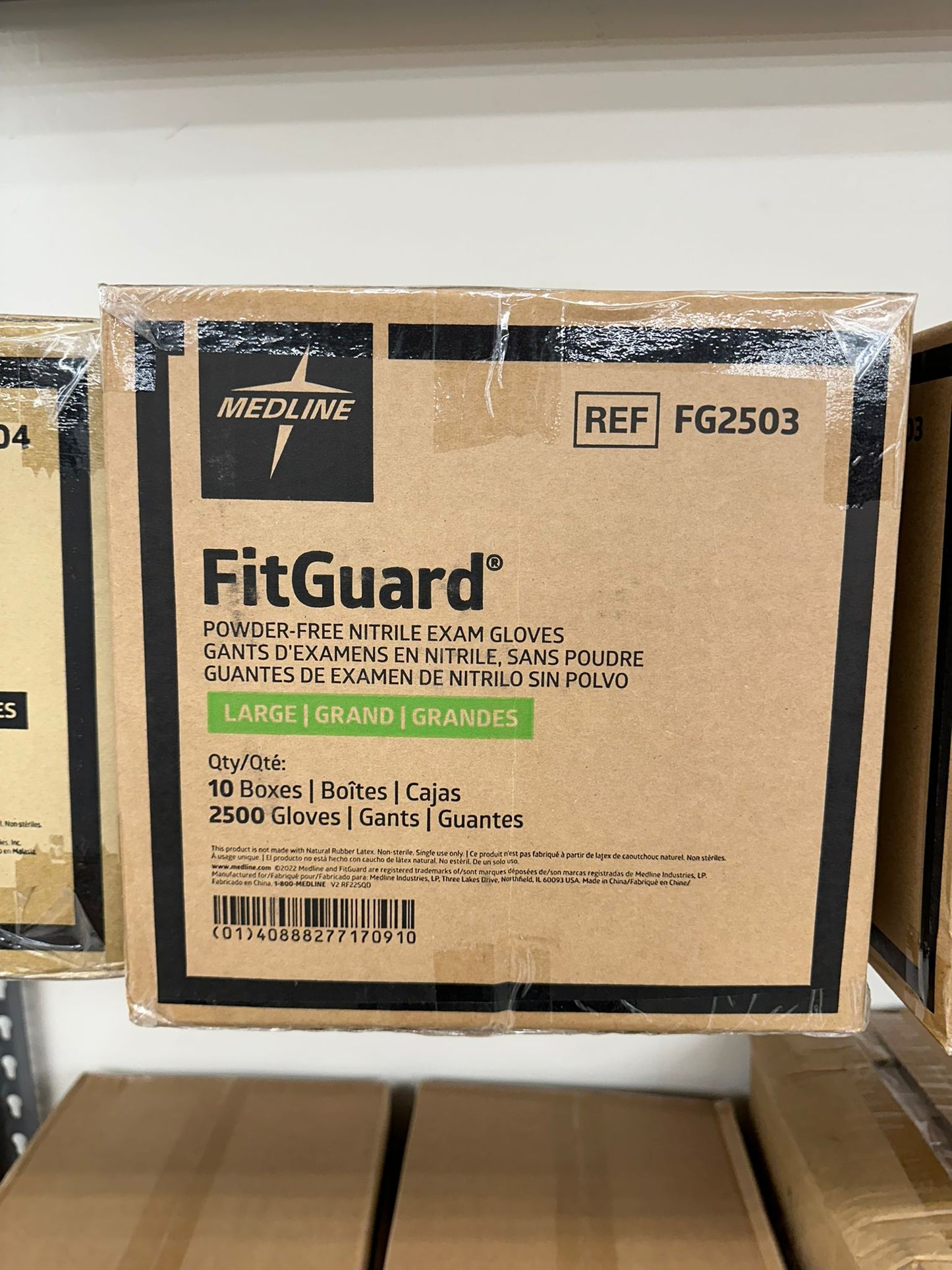 Medline FitGuard Powder-Free Nitrile Dark Blue Exam Gloves, All Sizes (10 boxes, 2500 gloves)