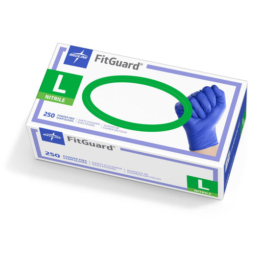 Medline FitGuard Powder-Free Nitrile Dark Blue Exam Gloves, All Sizes (10 boxes, 2500 gloves)