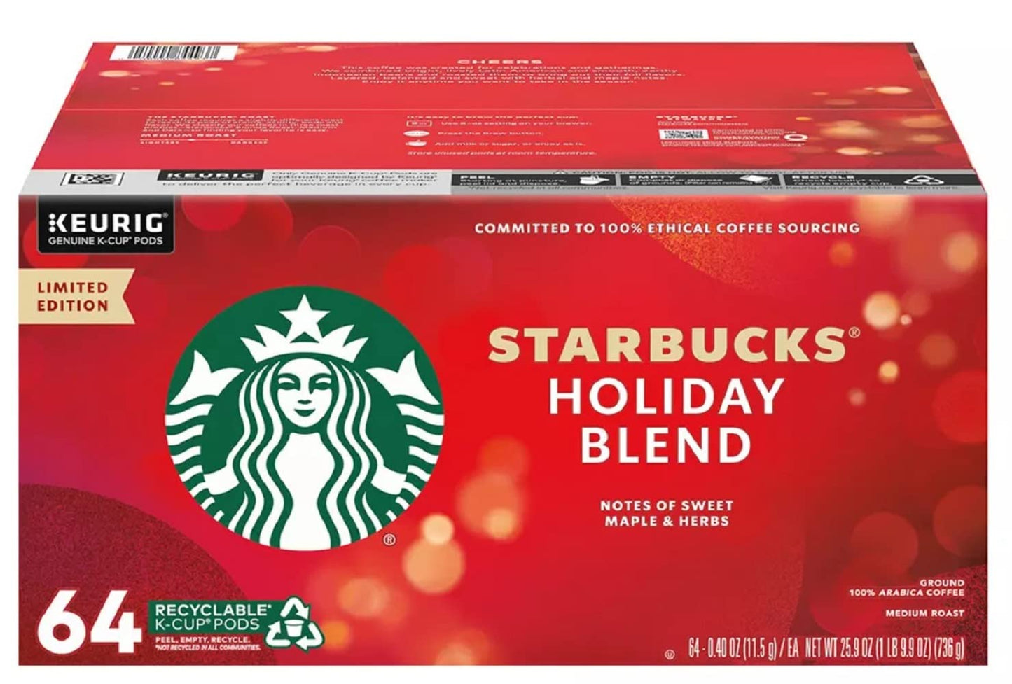 Starbucks Holiday Blend K-Cups 64 Count