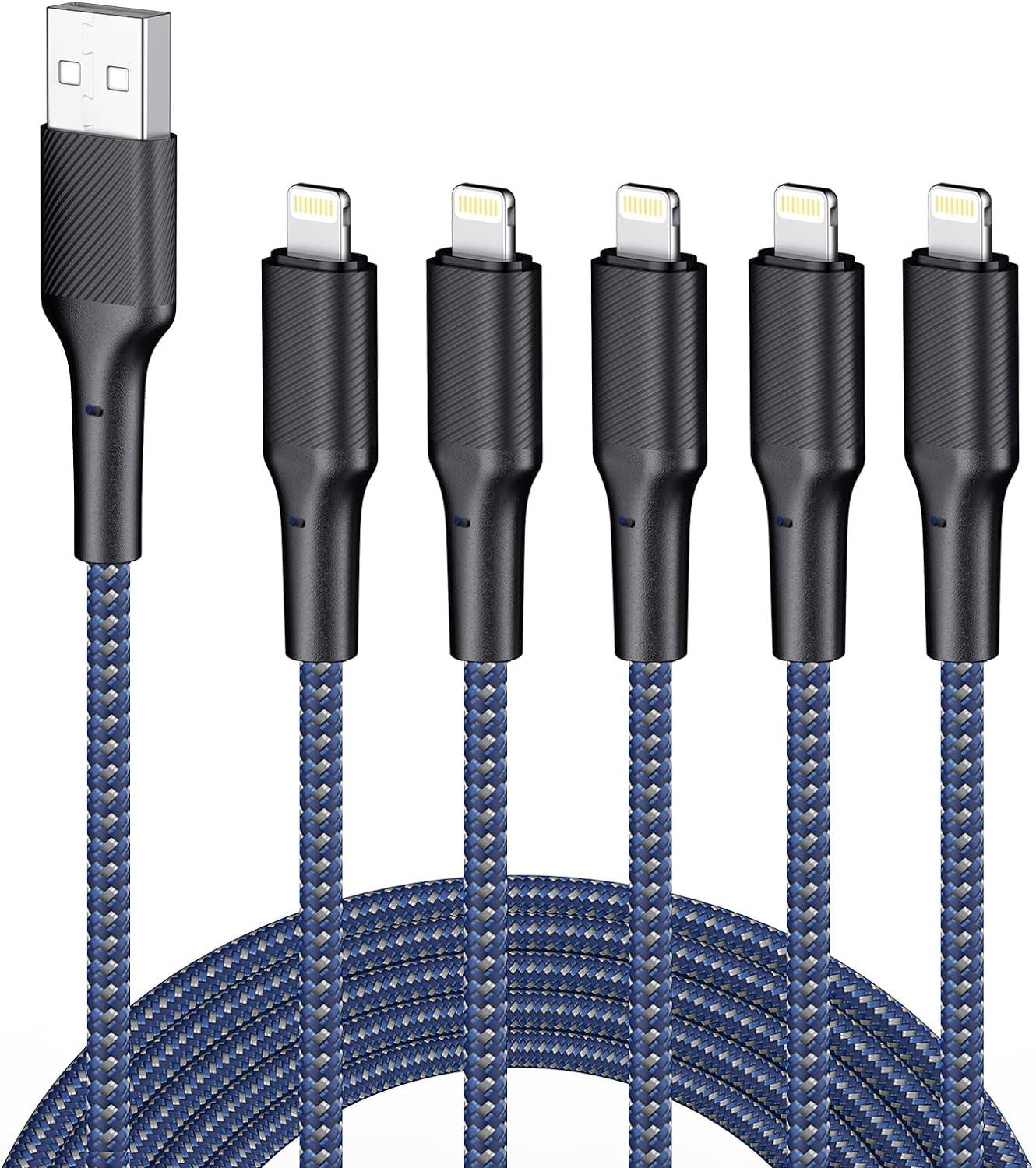 5-Pack iPhone Knitted Lightning Cable 10ft