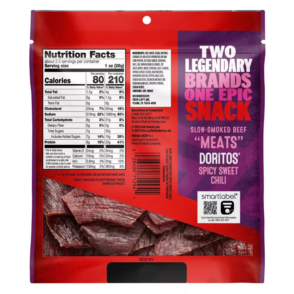 Jack Links Jerky Doritos Spicy Sweet Chili - 2.65oz (STILL IN DATE)