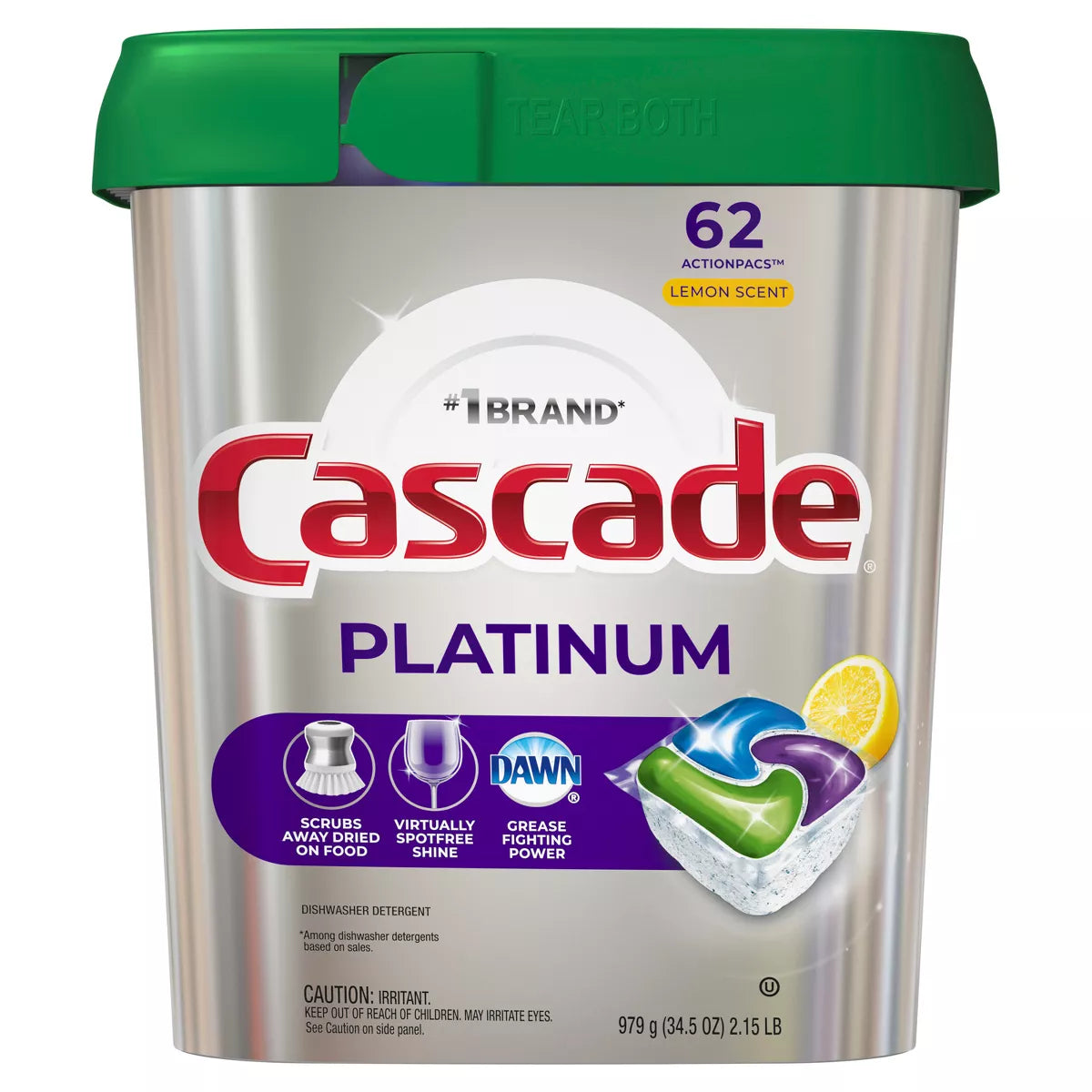 Cascade Platinum Dishwasher ActionPacs 62 Count