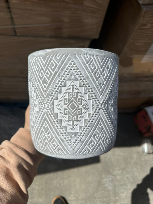 Bohemian Geometric Ceramic Cylindrical Planter Pot